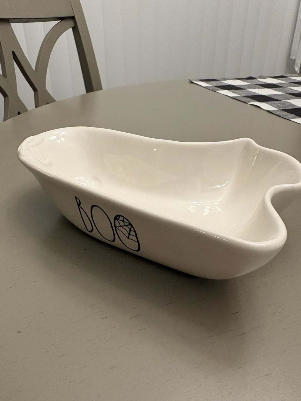 Rae Dunn Boo Ghost Halloween Ceramic Dish Bowl White